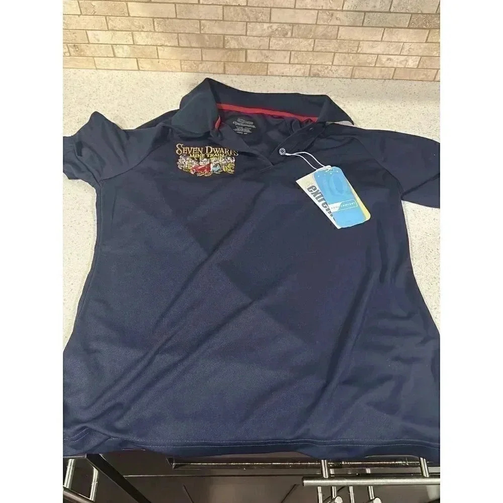 Embroidered Seven Dwarfs Mine‎ Train Polo Shirt. Navy blue brand new ba